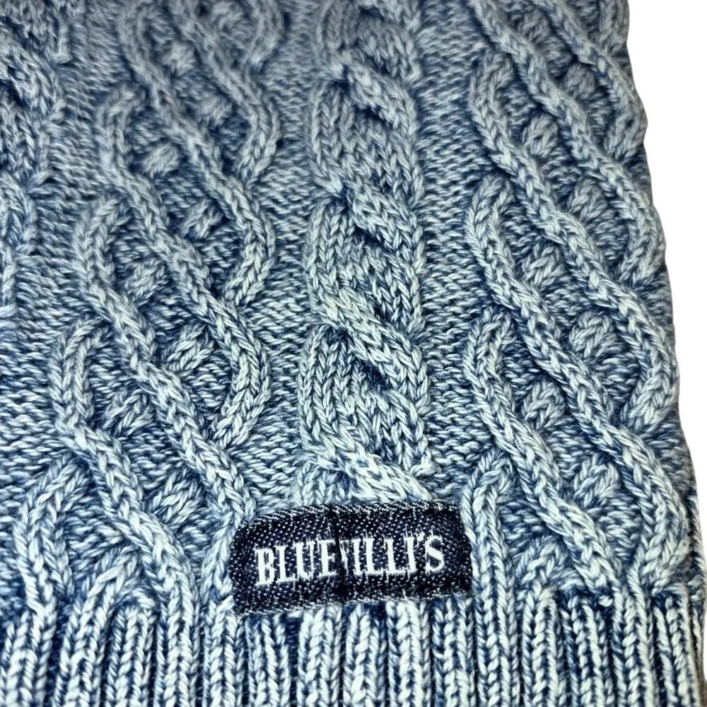 Vintage Blue Willi's Indigo-Dyed Cotton Cable Knit Fisherman's Sweater XXL